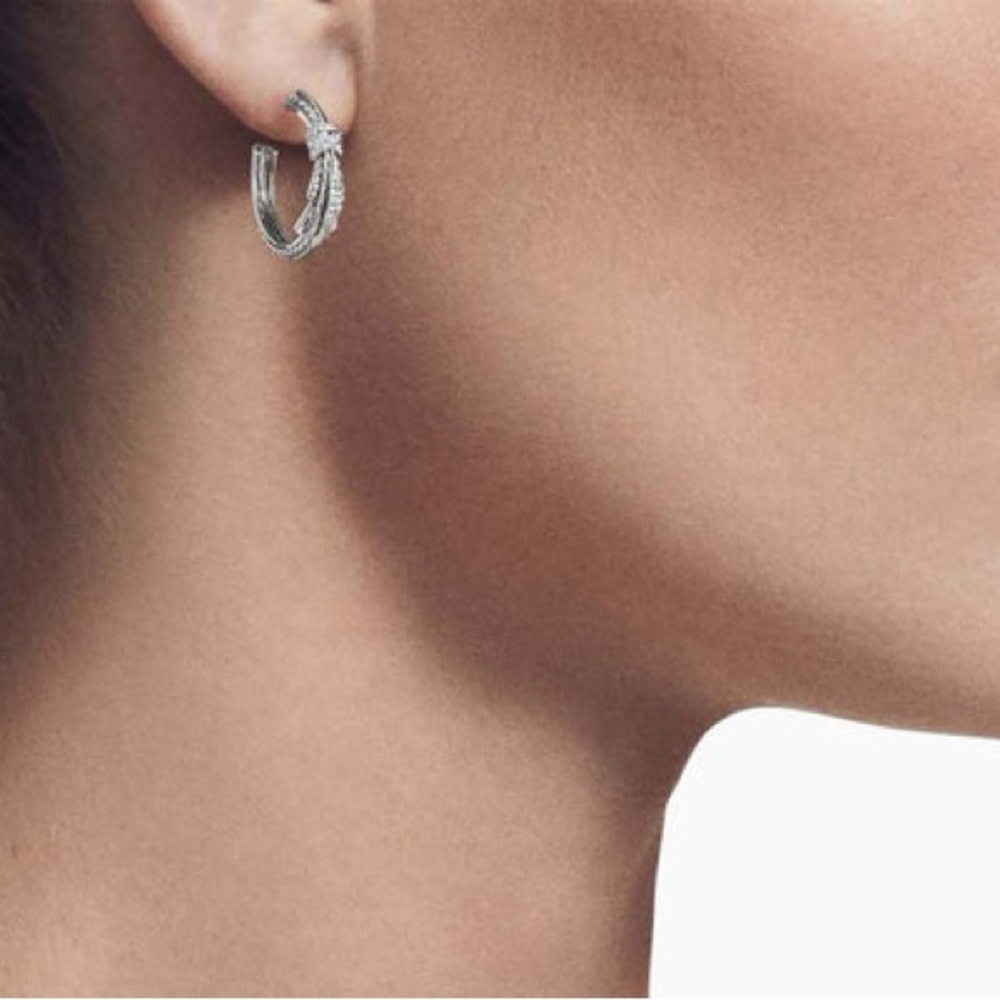 David Yurman Angelika Sterling Silver Hoop Earrings with Pavé - Picture 7 of 13